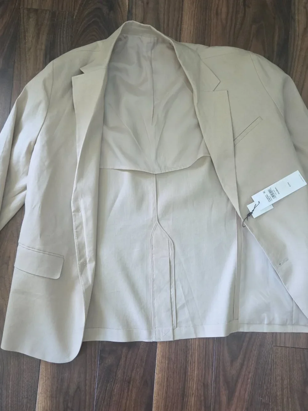 Calvin Klein Mens Linen-blend Two-Button Blazer Jacket, Beige M 42R $329